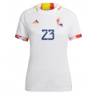 Camiseta Bélgica Michy Batshuayi #23 Segunda Equipación Replica Mundial 2022 para mujer mangas cortas
